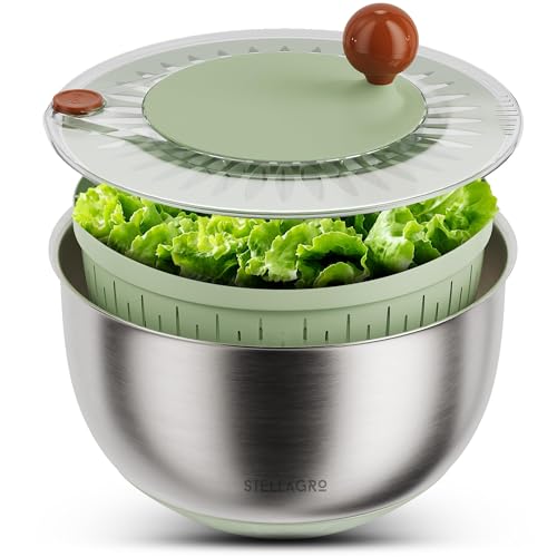 Large Stainless Steel Salad Spinner 5.3QT (169.6 Fl Oz)