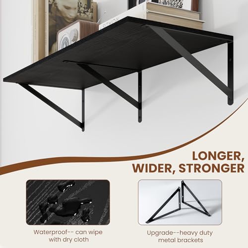 32W x 12D Deep Floating Shelves Set of 2 Black (2 Count)
