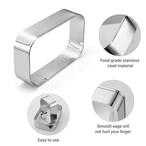 Rounded Rectangle Cookie Cutter Stainless Steel Plaque Cookie Cutters Geometric Frame Cookie Cutters Shapes Molds for Baking 1 Inch Depth (4 Count)