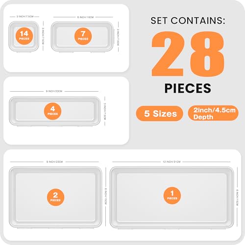 Military Grade Drawer Organizer for Vanity Bathroom Makeup Desk (28 Count)