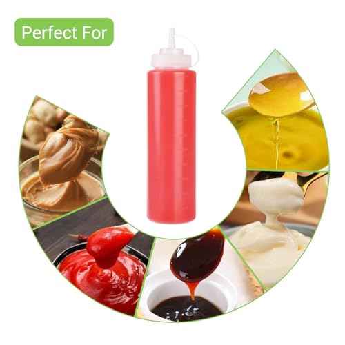 6 Pack 32 oz 1000 ml Plastic Squeeze Bottles with Cap Lids (6 Count)