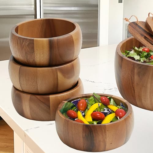 Woodard & Charles Set of 4 Acacia Wood Large Ind. Salad Bowls (4 Count)