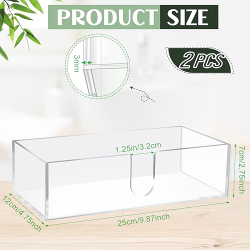 2 Pcs Paper Napkins Holder Fold Paper Towel Dispenser Height 2.75 Inch Acrylic Multifold Towel Dispenser for Guest Z Fold Disposable Countertop Holder Small Size (2 Count)