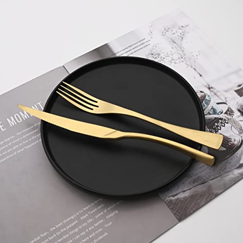 Luxury 18 10 Stainless Steel Matte Champagne gold Flatware Set