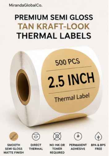 2.5 inch Kraft Tan Round Thermal Sticker Roll
