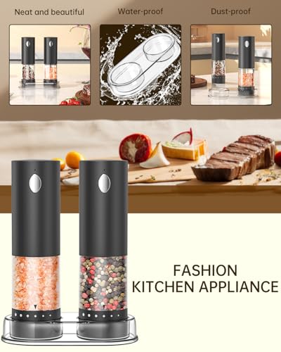Electric Salt and Pepper Grinder Set Rechargeable Salt and Pepper Mills with 6 (2 Count)