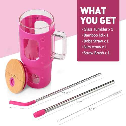 Glass Tumbler with Straw & Lid