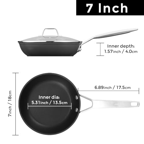 7 Inch Small Nonstick Frying pan with Lid
