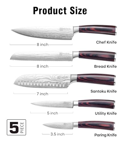 Knife Set 5PCS Kitchen Knife Set without Block (5 Count)