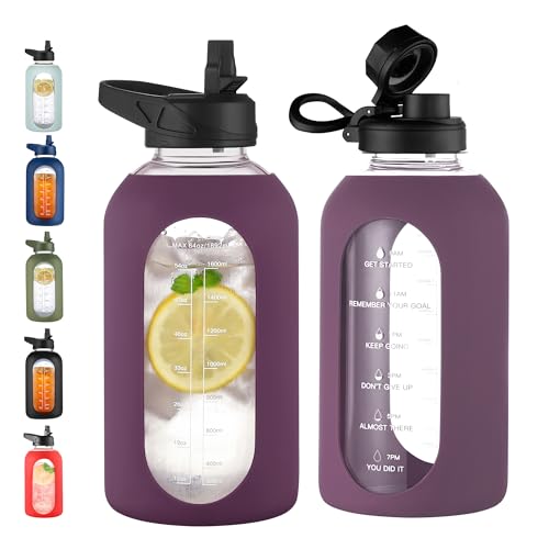 64 oz Glass Water Bottle with Straw