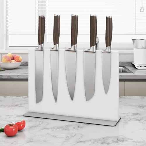 White Magnetic Knife Block Stainless Steel Magnetic Knife Holder (14 Count)