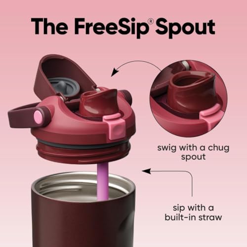 FreeSip Sway Stainless Steel Water Bottle 30 oz Black Cherry