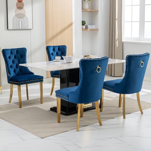 Blue Velvet Dining Chairs Set of 4 (4 Count)