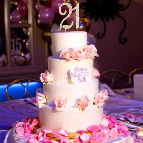Cake Topper Gold Rhinestone Cake Topper 21st Birthday Decorations