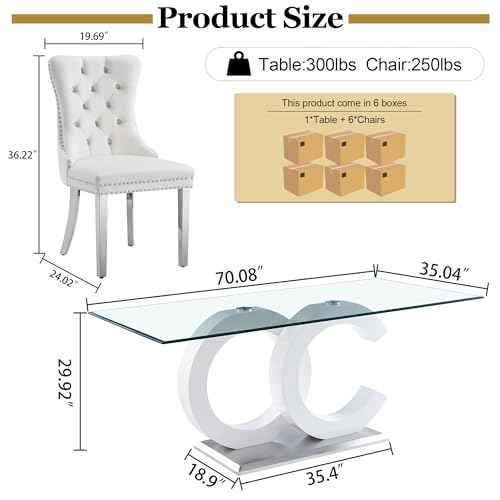 7 Piece Glass Dining Table Set for 6 (7 Count)