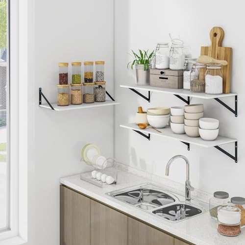 24W x 12D Deep Floating Shelves Set of 2 White