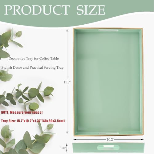 Green Decorative Serving Tray with Handles