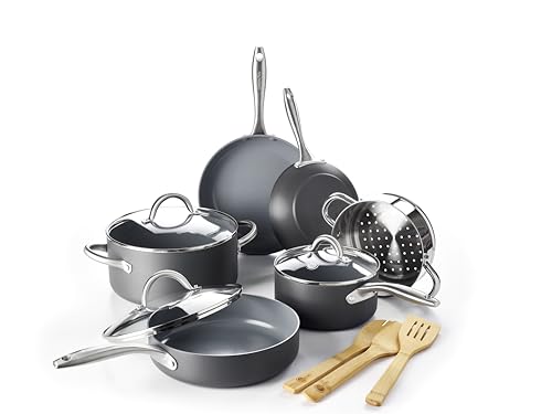 Lima Hard Anodized Healthy Ceramic Nonstick 12 Piece Cookware Pots and Pans Set