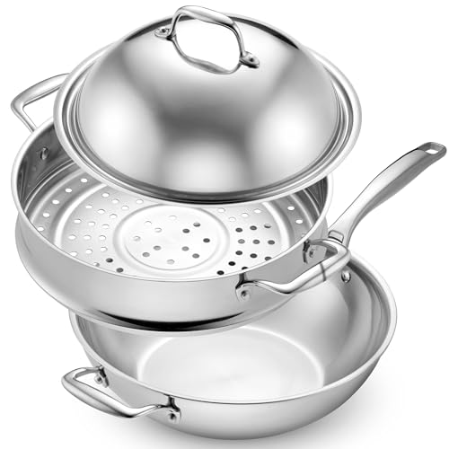 5 Ply Stainless Steel Wok Set