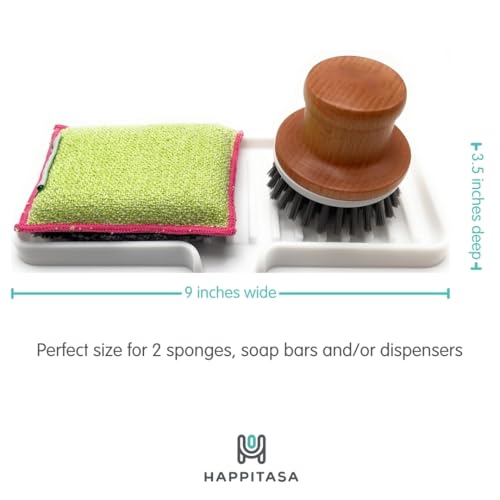 Silicone Soap Dish Tray and Sponge Holder with Drain Chute