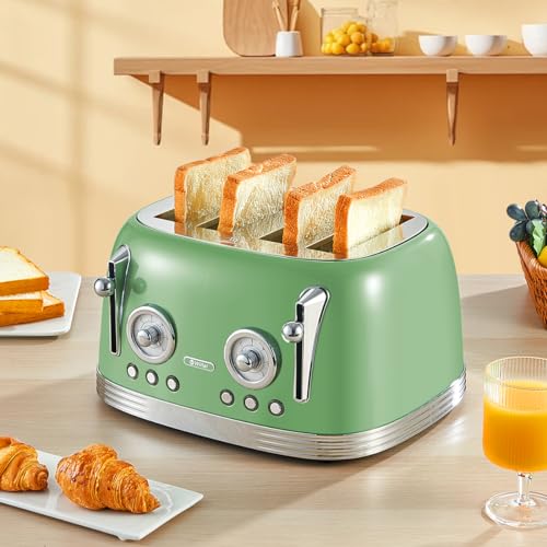 4‑Slice Retro Green Toaster Model TR03