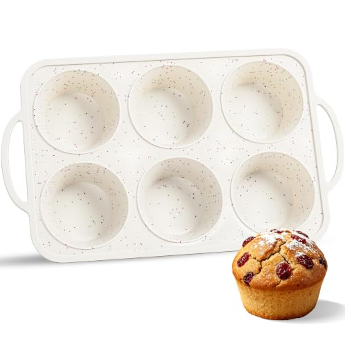 6 Cup Jumbo Muffin Pan for Baking with Metal Frame Nonstick
