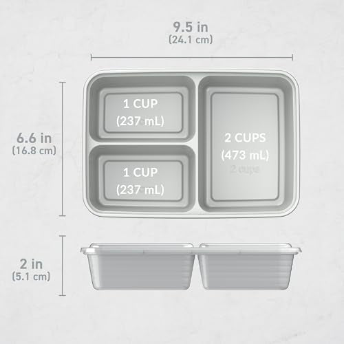 Prep 3 Compartment Meal Prep Containers with Lids (10 Count)