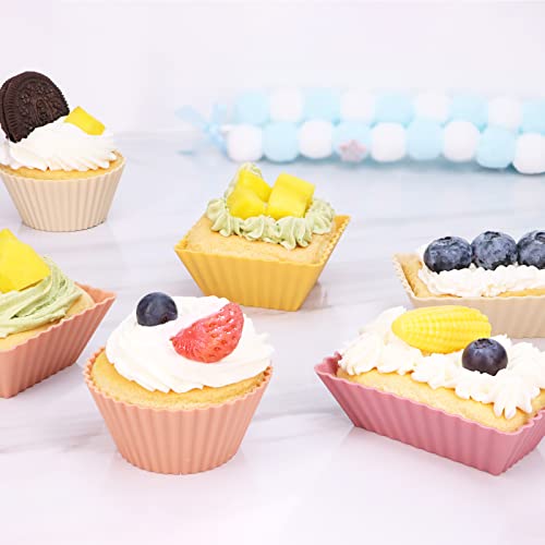 24Pack Silicone Muffin Baking Cups Cupcake Liners Lunch Box Bento Dividers (24 Count)