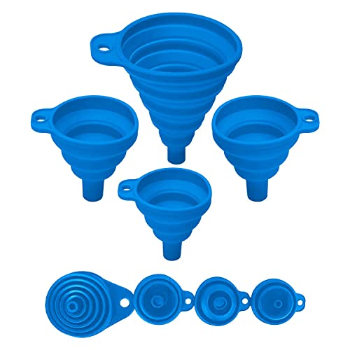 Set of 4 Silicone Collapsible Kitchen Funnel (4 Count)