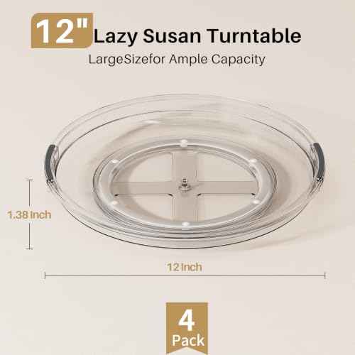 4 Pack 12'' Lazy Susan Organizer Turntable for Cabinet (4 Count)