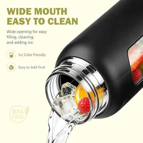 32 oz Glass Water Bottle with Straw and 2 Lids