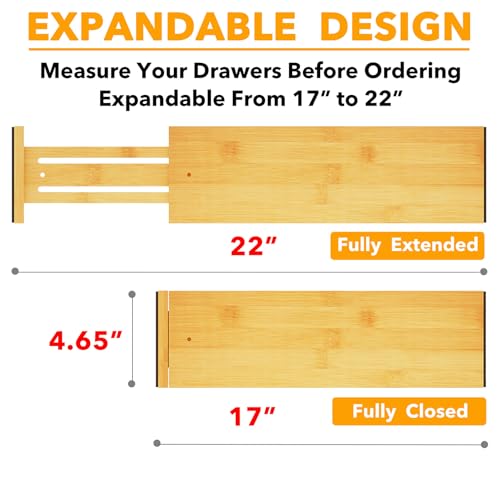 Bamboo Dresser Drawer Dividers 6 Pack (6 Count)