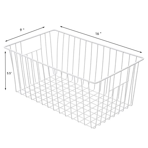 16inch Farmhouse Freezer Wire Baskets Organizer Storage Bins Large Organizer Baskets with Handles for Storage (6 Count)