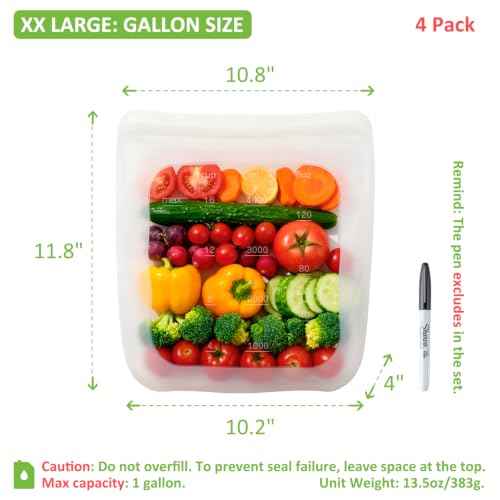 100% Silicone Gallon Storage Bags (4 Count)