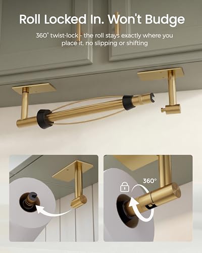 Gold Paper Towel Holder Under Cabinet with Damping Self Adhesive