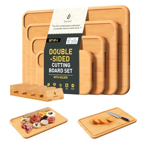 4 Packs Bamboo Cutting Board Set with Holder Over Sink Day Gifts Best Mama Mommy Bonus Busy Mom Ever Christmas Xmas Birthday Law Step Stepmom Stepmother Who Have Everything Good Unique Useful Present (4 Count)