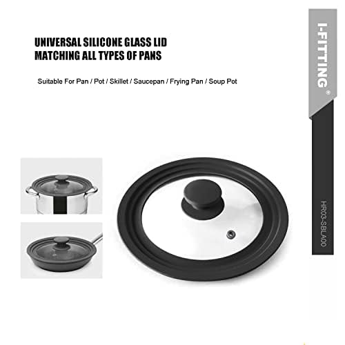 Vented Tempered Glass Universal Cookware Lid Black1Pack