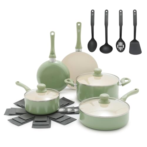 16pc Ceramic Nonstick Pots & Pans Cookware Set
