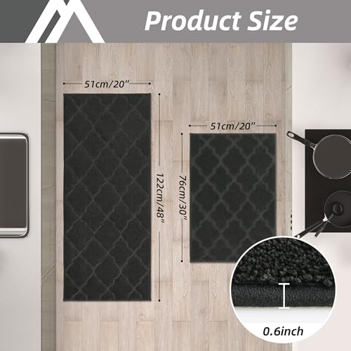 Soft Kitchen Rugs Set of 2 Non Slip 20"x30"+20"x48"