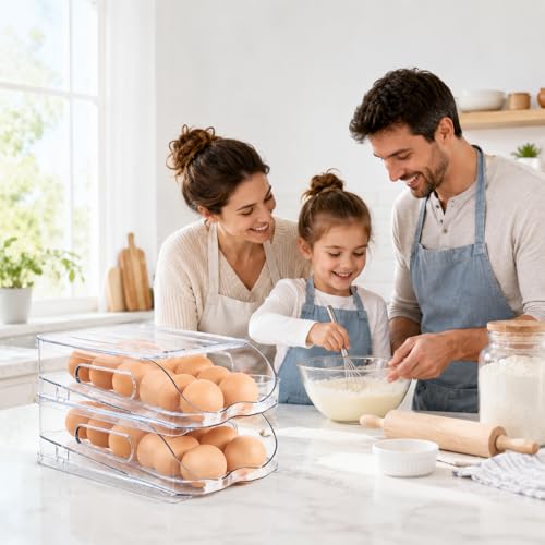 24 Egg Holder for Fridge with Silicone Bumpers