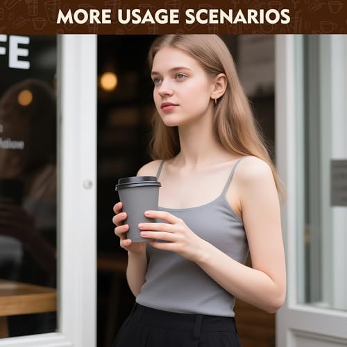 16 oz Coffee Cups with Lids (100 Count)