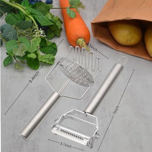 3-in-1 Multi-Peeler Potato Masher Set 2-Piece Kitchen Tools for Peeler (2 Count)