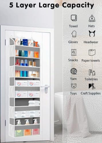1 Pack Over The Door Storage Organizer with 5 Large Pockets