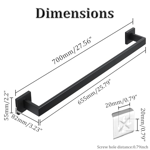 Black Towel Bar Towel Racks for Bathroom Wall Mount 28 Inch