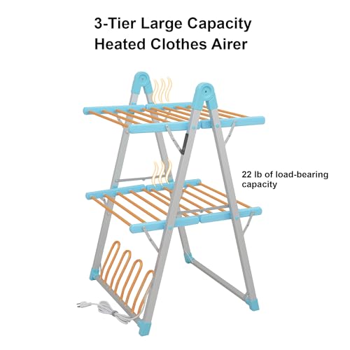 Heated Clothes Drying Rack Foldable Timer Shoes Socks