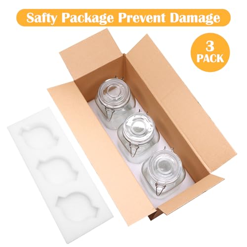78oz Glass Storage Jars with Airtight Lids Set of 3