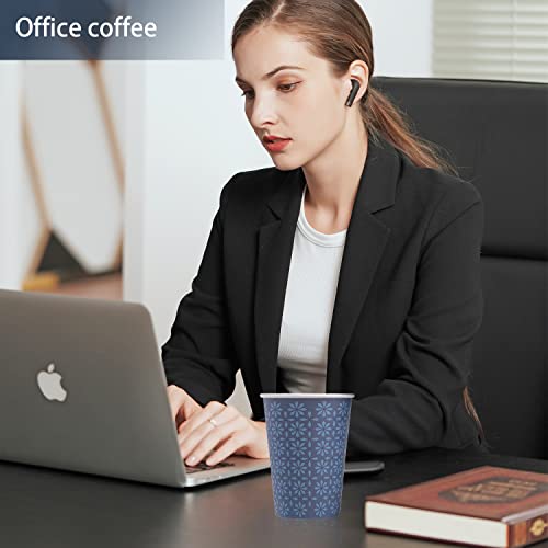 300 Pack Paper Cups 8 oz Bulk Disposable Coffee Cups Navy Floral (300 Count)