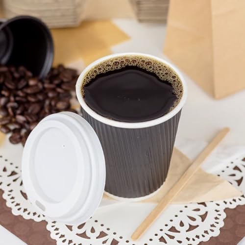 8 oz Ripple Insulated Coffee Cup [500 Count] Black Disposable Paper Hot Cup