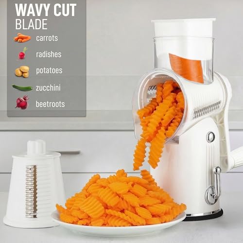Rotary Cheese Grater Manual Hand Crank 5 Blade Shredder