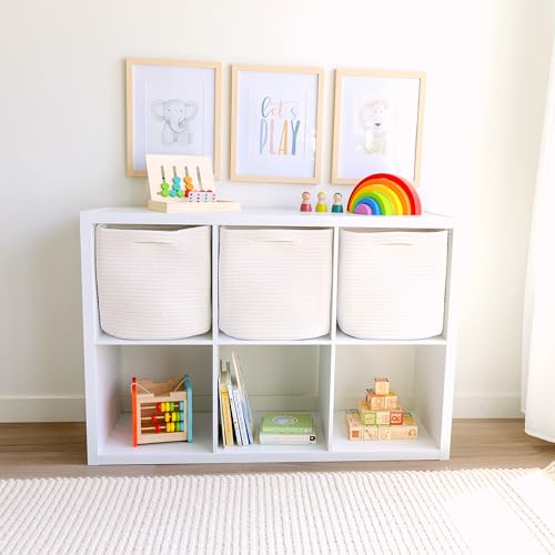 13 Inch Cube Storage Bins Cotton Rope Woven Baskets for Organizing 3 (3 Count)